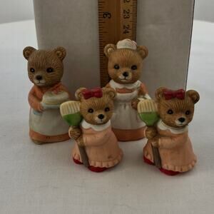 Household Chores Teddy Bears Mixed Lot of 4 Resin Figurines Vintage